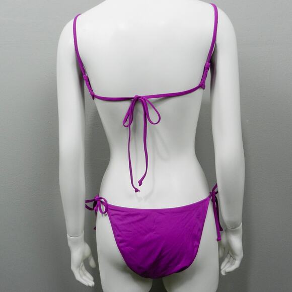 PacSun LA Hearts Bikini Swimsuit Size M Magenta Purple String Beach Vacation - Picture 7 of 11